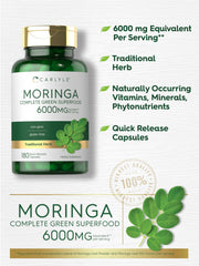 Carlyle Moringa 50:1 extract bottle provides a potent greens boost