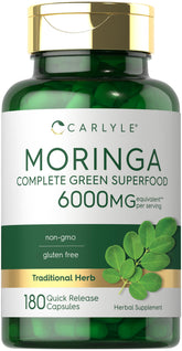 Carlyle Moringa Oleifera 180 capsules bottle — front view