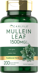 Carlyle Mullein Leaf Extract 1500mg bottle with 200 capsules