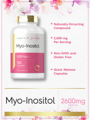 Nutrition facts and ingredients on Carlyle Myo-Inositol label