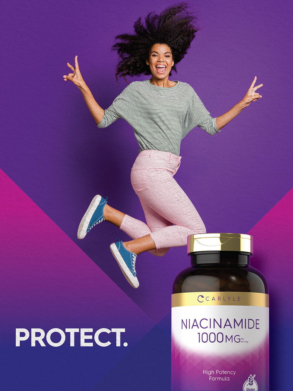 Close-up of Carlyle Niacinamide 1000 mg label