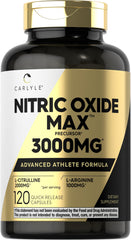 Carlyle Nitric Oxide Supplement bottle 3000mg with 120 capsules