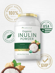 Close-up of Carlyle Organic Inulin Powder 48oz label