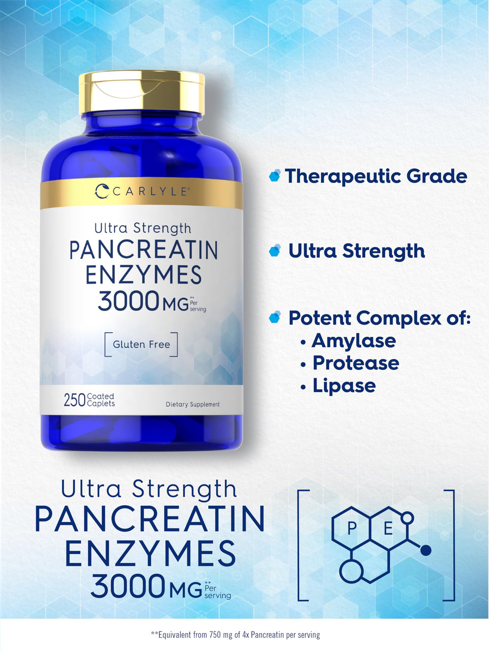 Coated caplets of Carlyle Pancreatin digestive enzymes