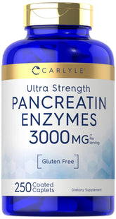 Carlyle Pancreatin digestive enzymes Ultra-strength 3000 mg serving in coated caplets