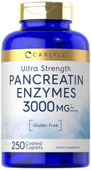 Carlyle Pancreatin digestive enzymes Ultra-strength 3000 mg serving in coated caplets