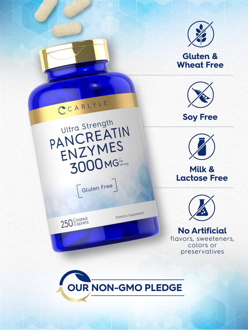 Ultra-strength 3000 mg Pancreatin per serving label