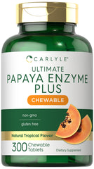 Bottle of Carlyle Papaya Enzyme Chewable Tablets on white background