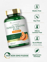 Carlyle Papaya Enzyme Chewable Tablets with papaya imagery