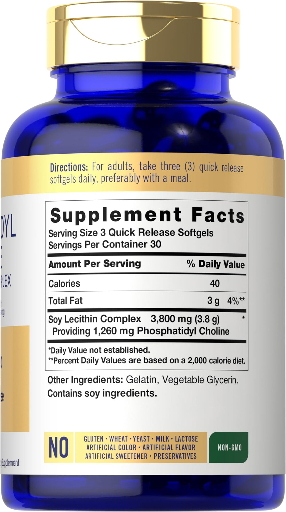 Front view of Carlyle phosphatidylcholine supplement bottle