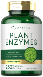 Carlyle Plant Enzymes bottle label showing 8-enzyme blend