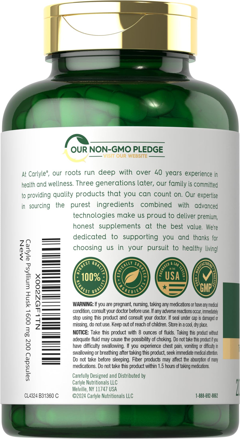 Psyllium husk capsules on white background