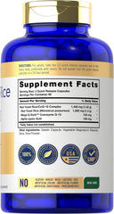 Close-up of the Carlyle Red Yeast Rice with CoQ10 Complex bottle label showing 1,420 mg