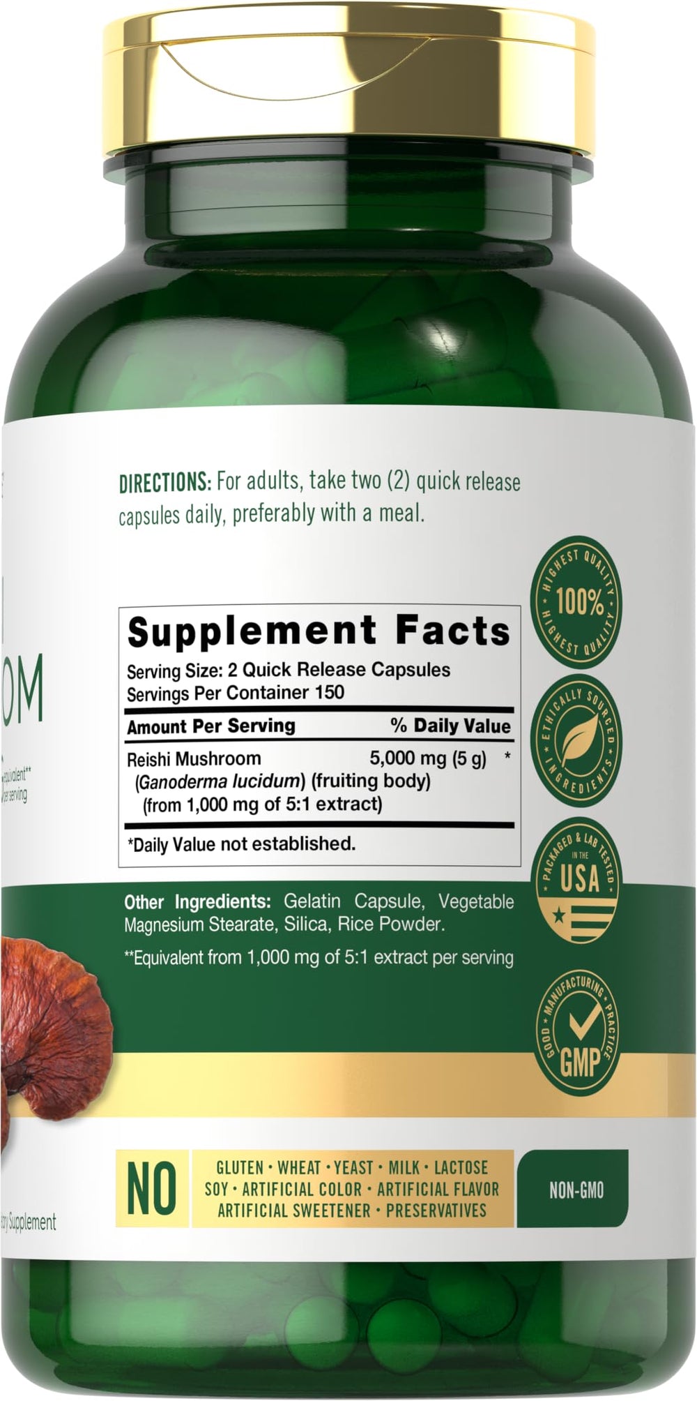 Close-up of Reishi mushroom extract capsule