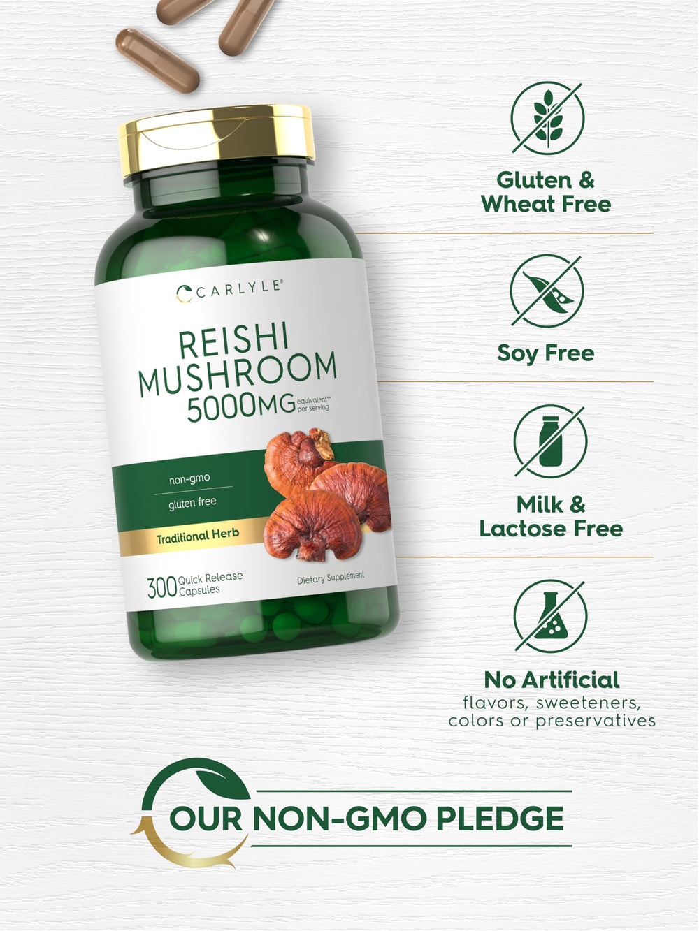 Box and bottle arrangement for Carlyle Reishi 5000mg