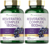 Front view of Carlyle Resveratrol 1800mg 180 capsules pack 2