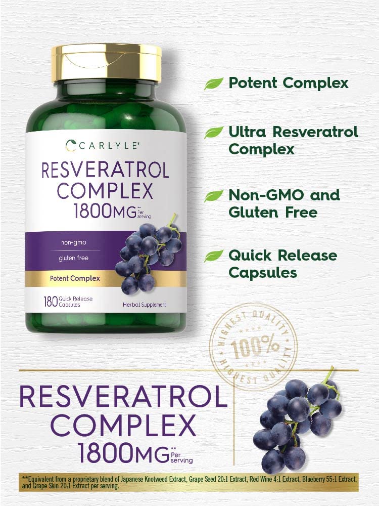 Ingredients and supplement facts for Carlyle Resveratrol 1800mg
