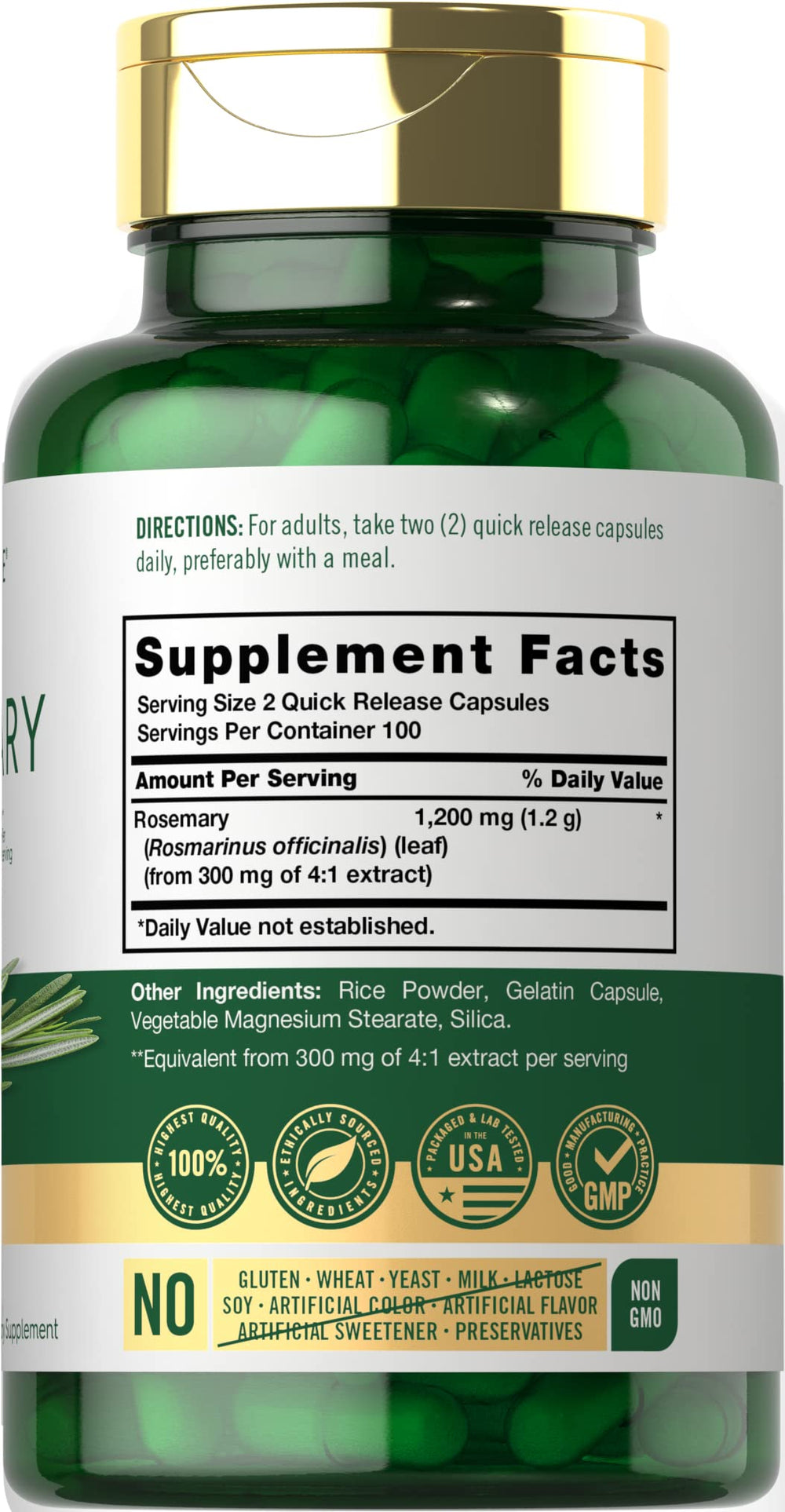 Close-up of Rosemary Capsules – 1200mg per serving