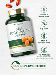 Softgels of sea buckthorn oil highlighting omega-rich content