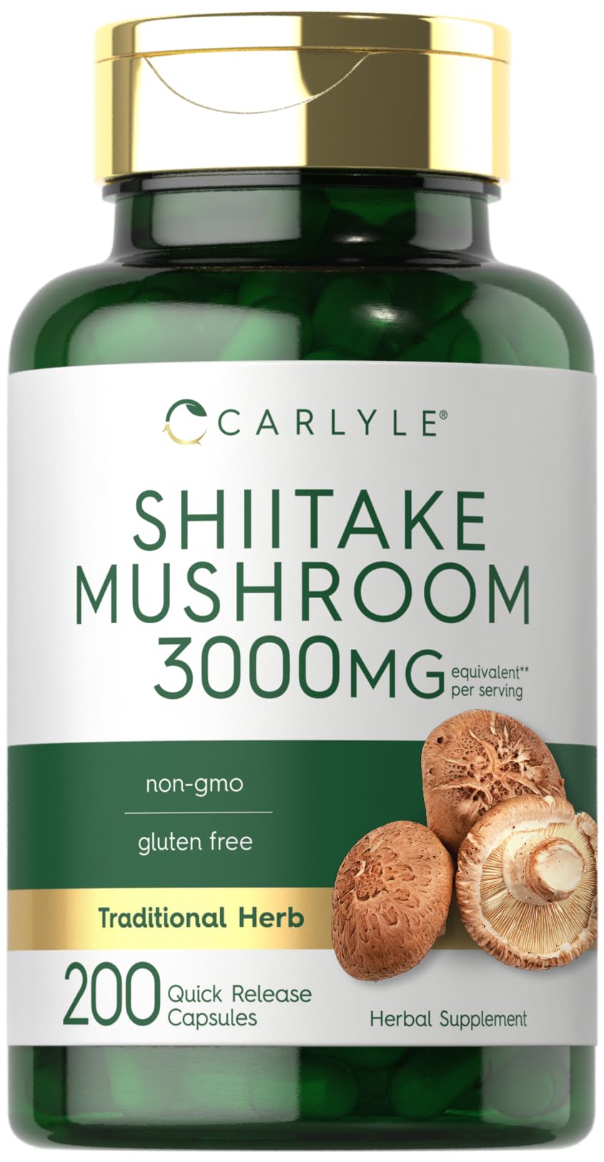Carlyle Shiitake Mushroom Extract bottle with 200 capsules