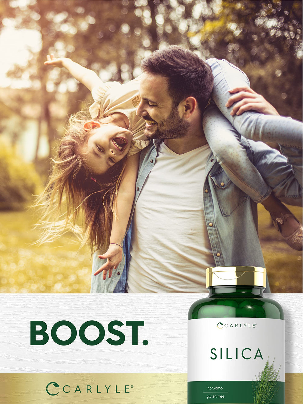 Carlyle Silica capsules spilled near bottle view