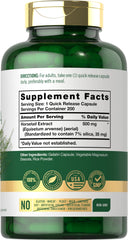 Carlyle Silica Capsules back label with supplement facts