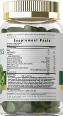 Close-up of wheat grass and spirulina ingredients on Carlyle Supergreens Gummies