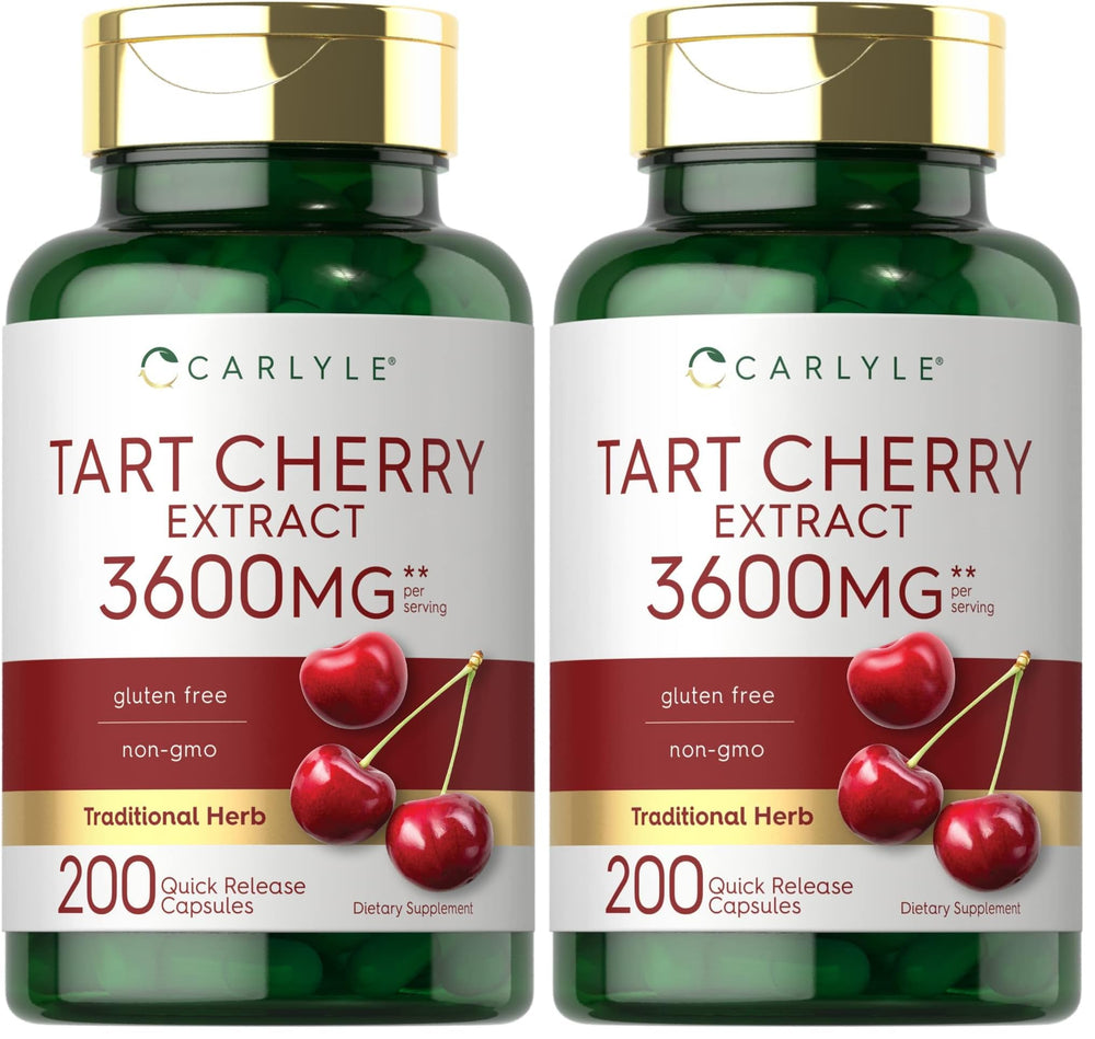 Carlyle Tart Cherry Extract Capsules bottle front view – 200-count