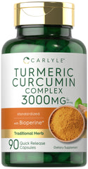 Carlyle Turmeric Curcumin 3000mg bottle with 90 capsules