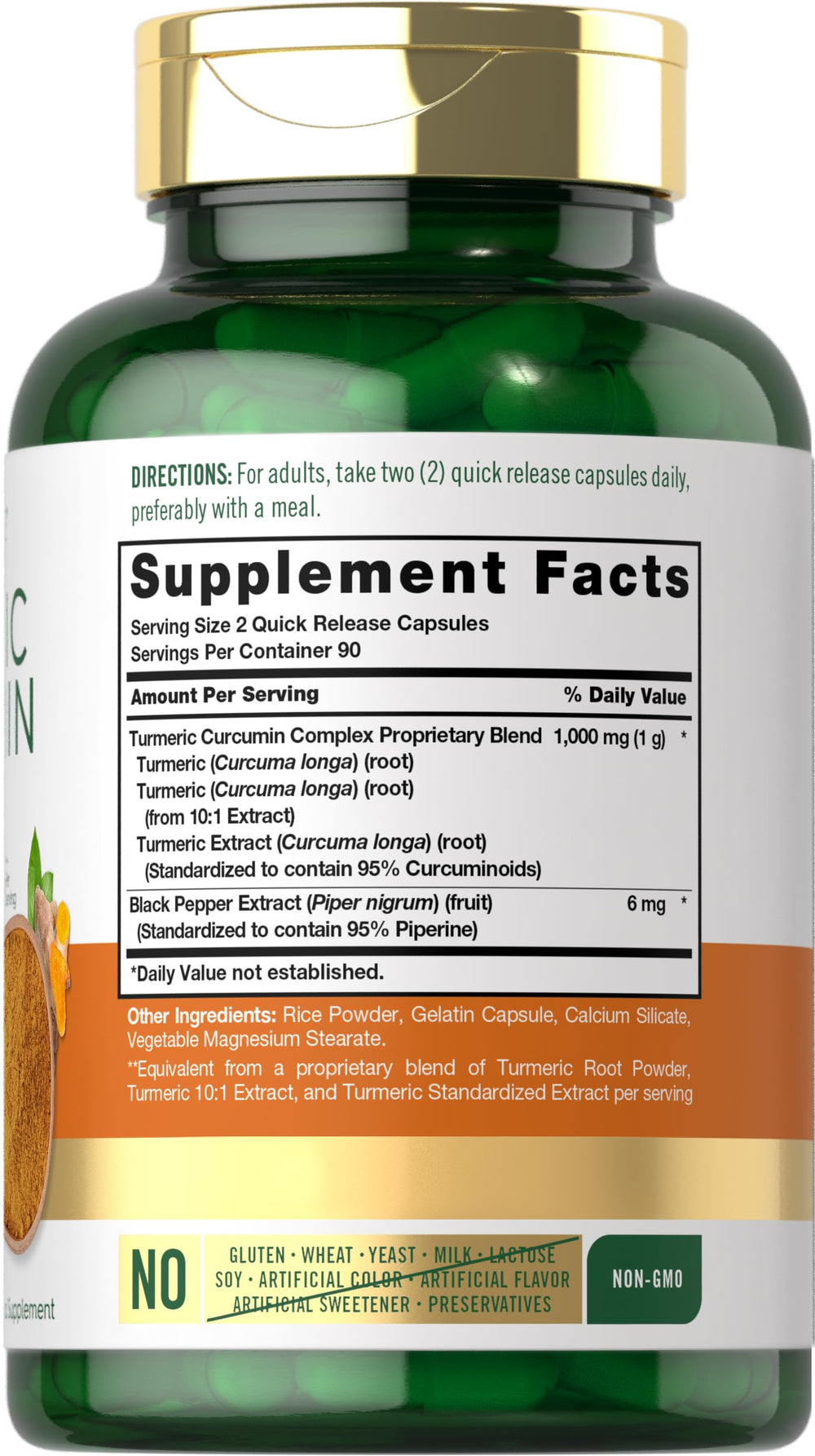Carlyle label close-up showing black pepper extract and standardized formula