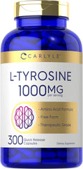 Front label of Carlyle Tyrosine 1000mg capsules (300-count)