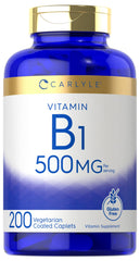 Carlyle Vitamin B1 500mg Thiamine Vegetarian Caplets bottle front