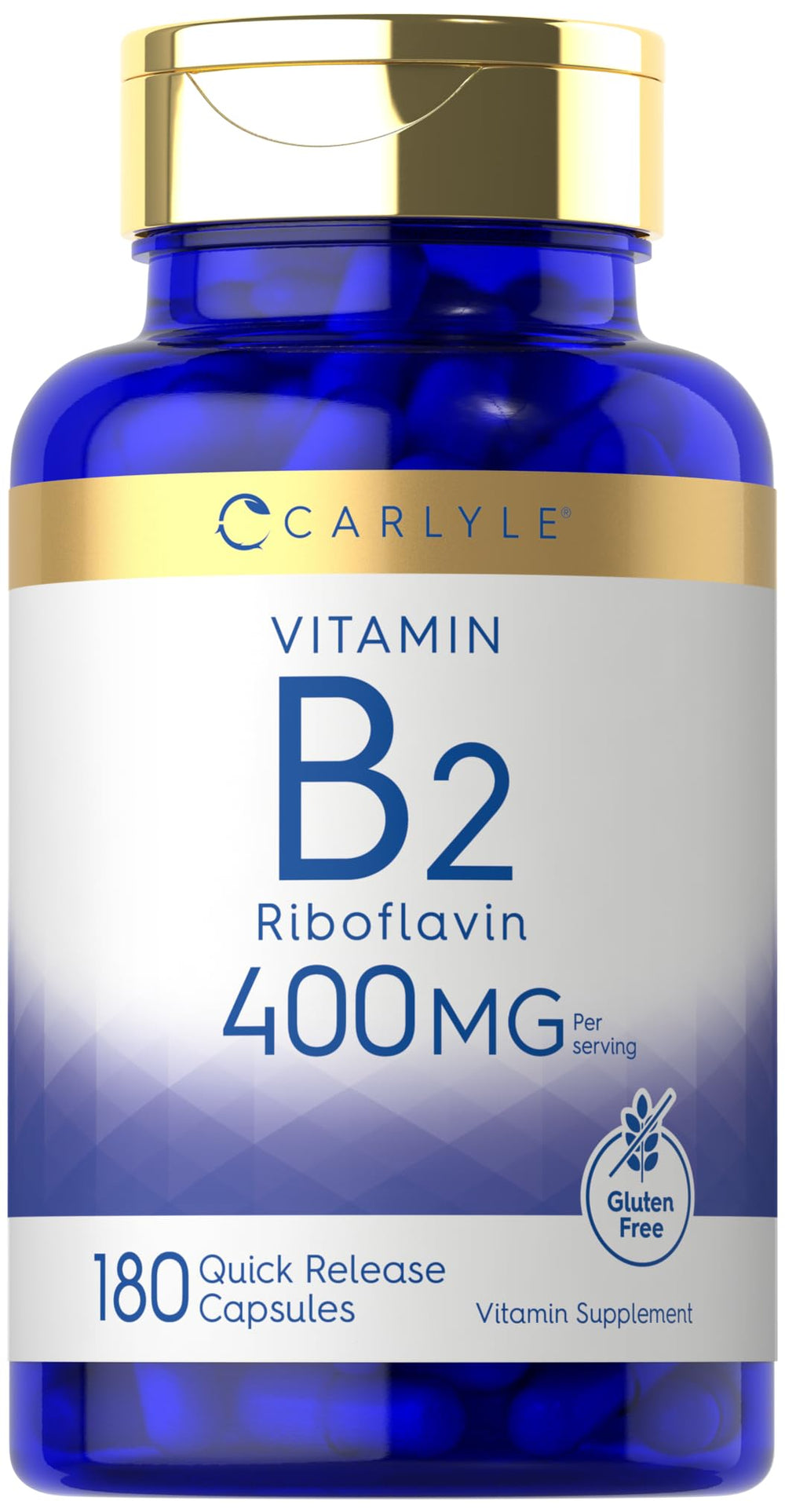 Carlyle Vitamin B-2 400mg bottle - 180 count, Riboflavin (B2) supplement