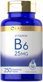 Carlyle Vitamin B6 25 mg 250 tablets bottle label