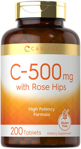 Carlyle Vitamin C with Rose Hips 500mg bottle front label