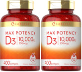 Carlyle Vitamin D 10000 IU Softgels bottle front showing Pack of 2
