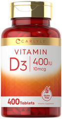 Carlyle Vitamin D3 400 IU vegetarian tablets bottle front