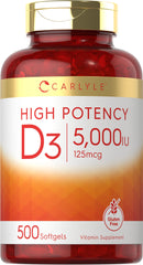 Carlyle Vitamin D3 5000 IU Softgels bottle front