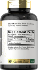 Front view of Carlyle Zinc Picolinate 50mg bottle