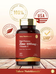 Vitamin C and Zinc softgels spilling from bottle