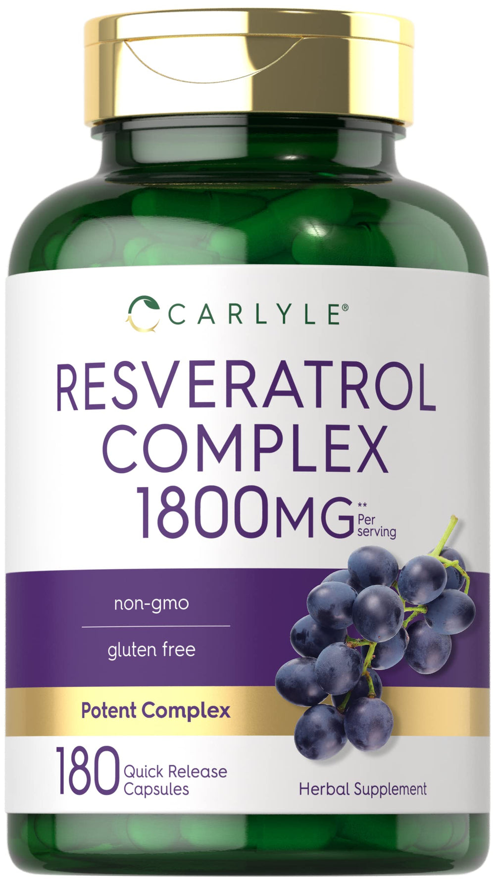 Carlyle Resveratrol 1800mg bottle label