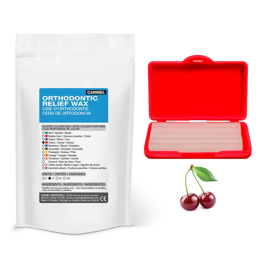 Carmel orthodontic wax in a cherry-scented box (pack of 12)
