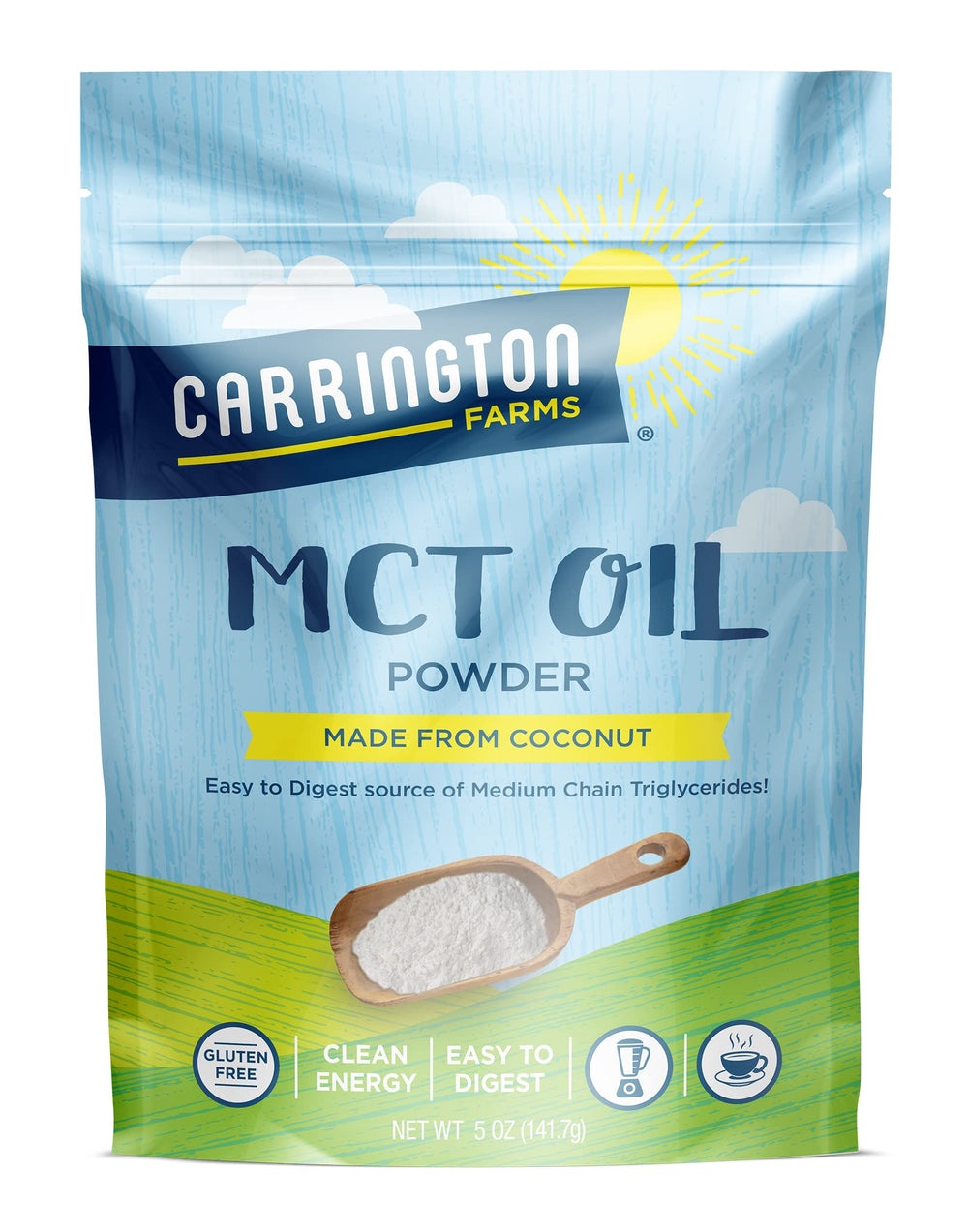 Carrington Farms Organic MCT Oil Powder canister on white background