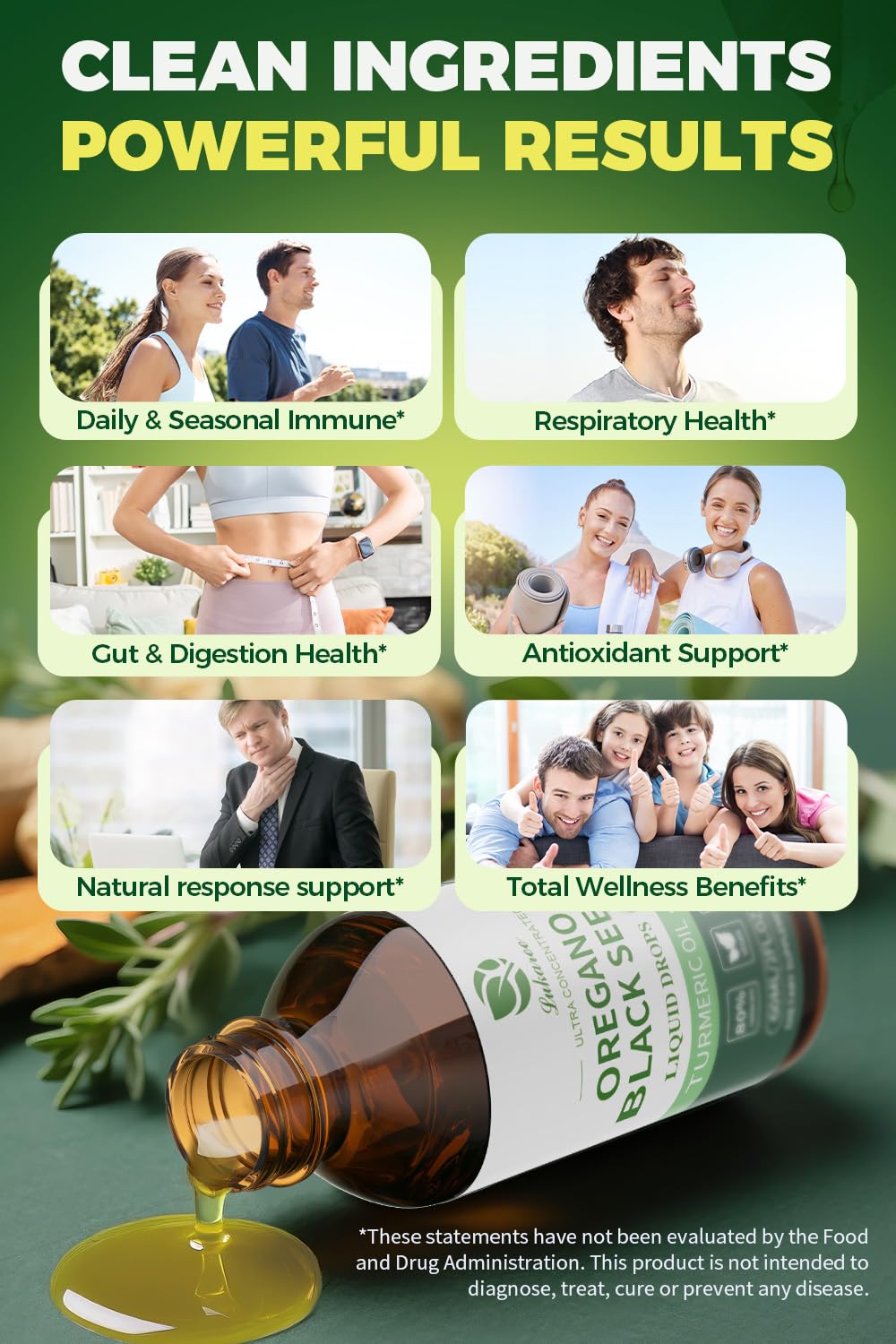 Label showing 80% carvacrol on oregano oil bottle