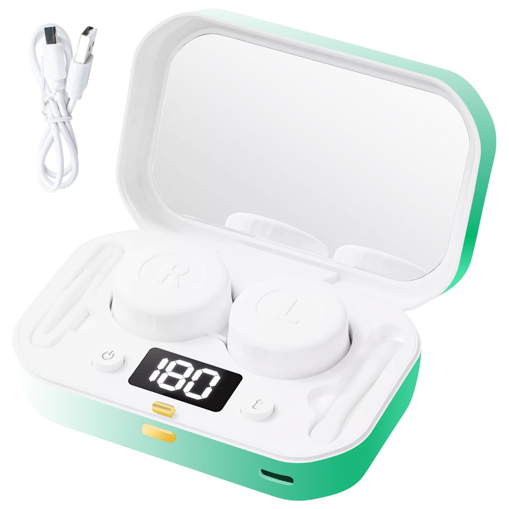 Front view of CASBOMY contact lens clean machine in green