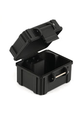 Front view of compact black storage case for scleral lens tools