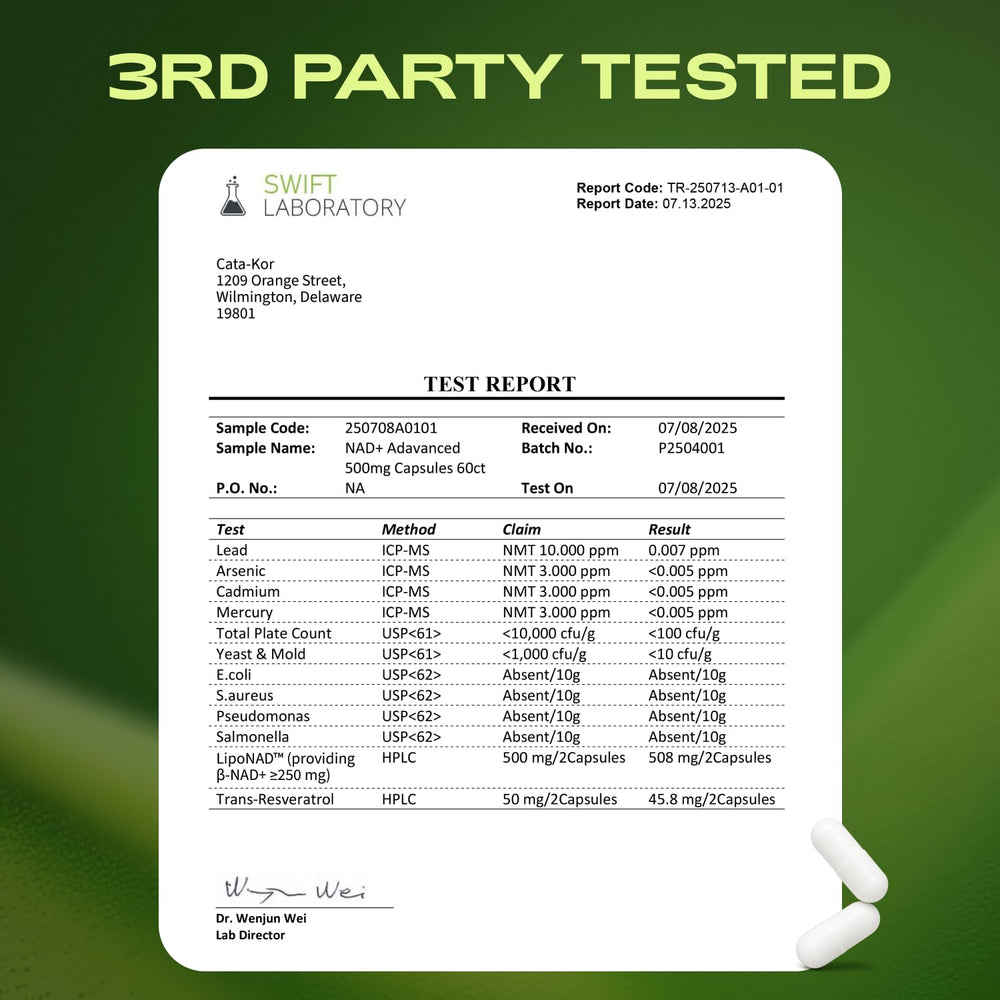 Third-party testing seal indicating USA laboratory standards