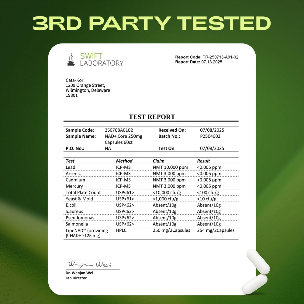 Usage guidance for Cata-Kor NMN Liposomal NAD+ Core