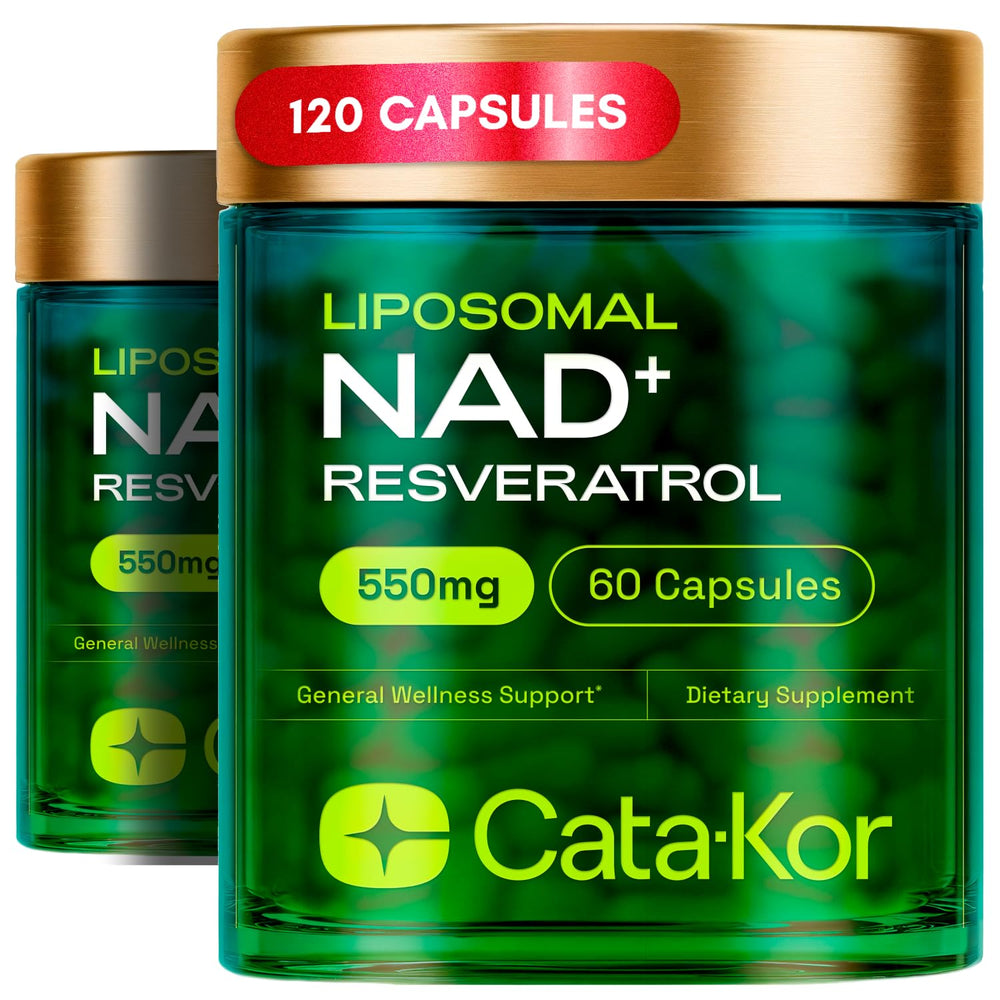 Front view of Cata-Kor NMNH Liposomal NAD+ Resveratrol bottle