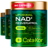 Front view of Cata-Kor NMNH Liposomal NAD+ Resveratrol bottle